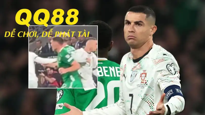 Ronaldo được cho là có hành vi thúc củi trỏ vào cầu thủ bên phía CH Ireland Ronaldo được cho là có hành vi thúc củi trỏ vào cầu thủ bên phía CH Ireland